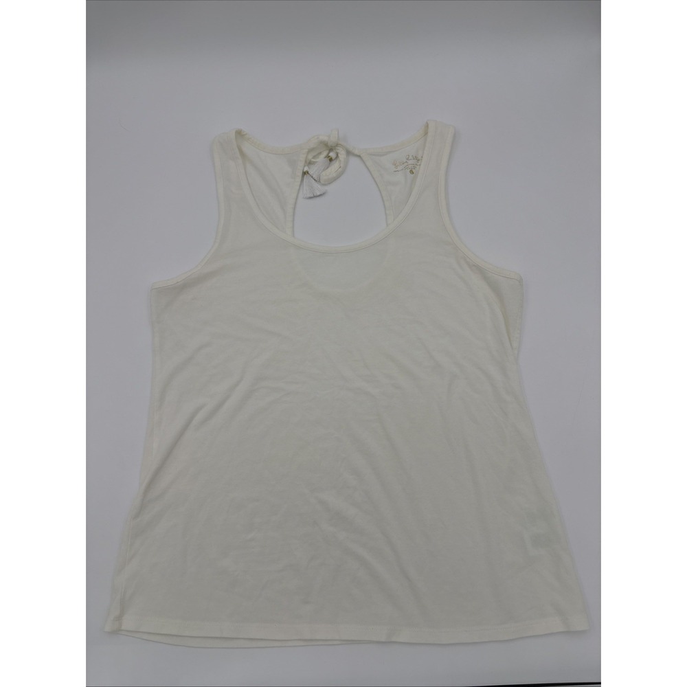 Lilly Pulitzer Noemi Tank Top Women's Large Resort White Pima Cotton